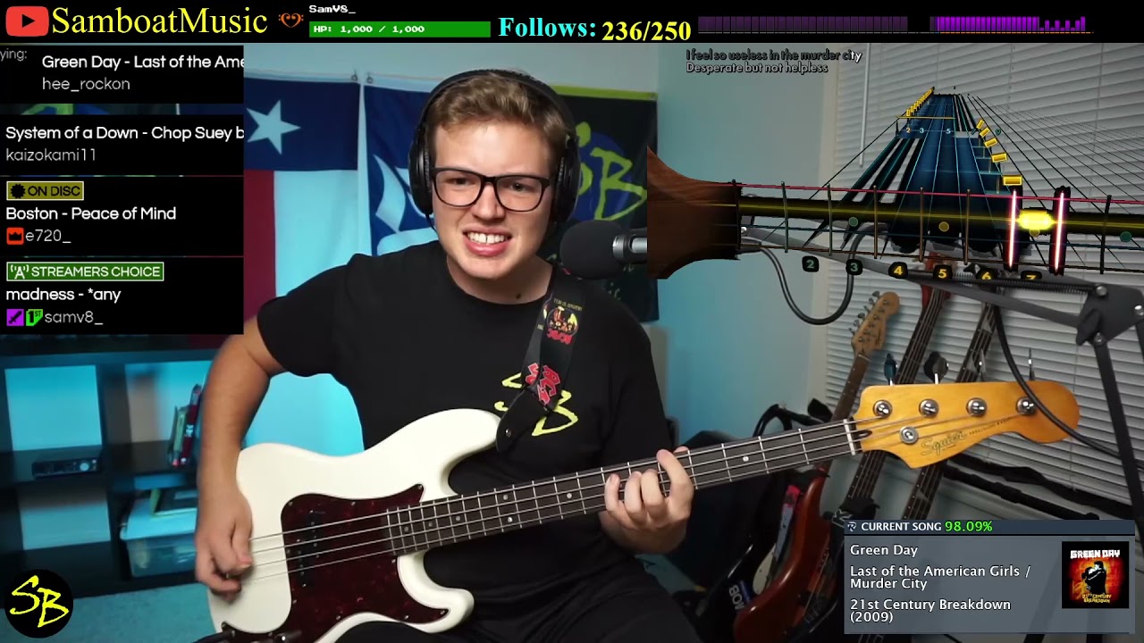 Green Day - Last of the American Girls & Murder City (Rocksmith Bass cover 99%)