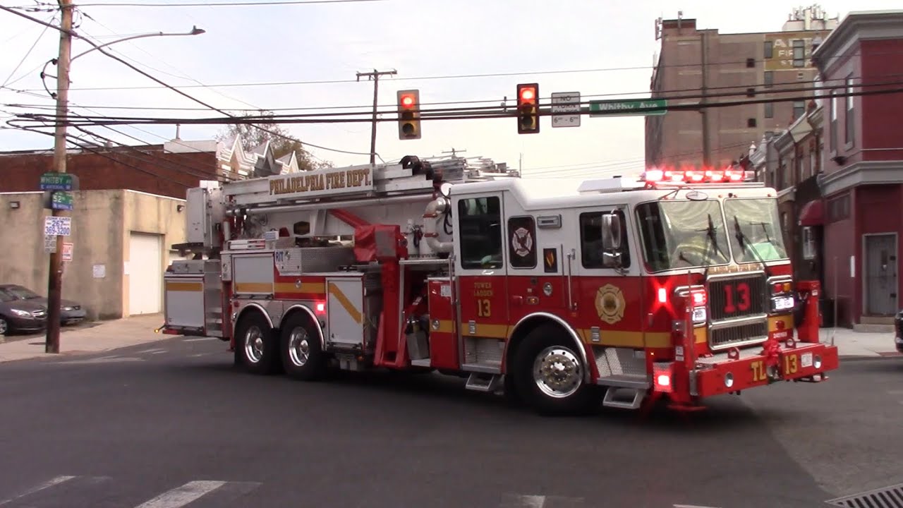 Philadelphia Fire Department Brand New Tower Ladder 13 Responding