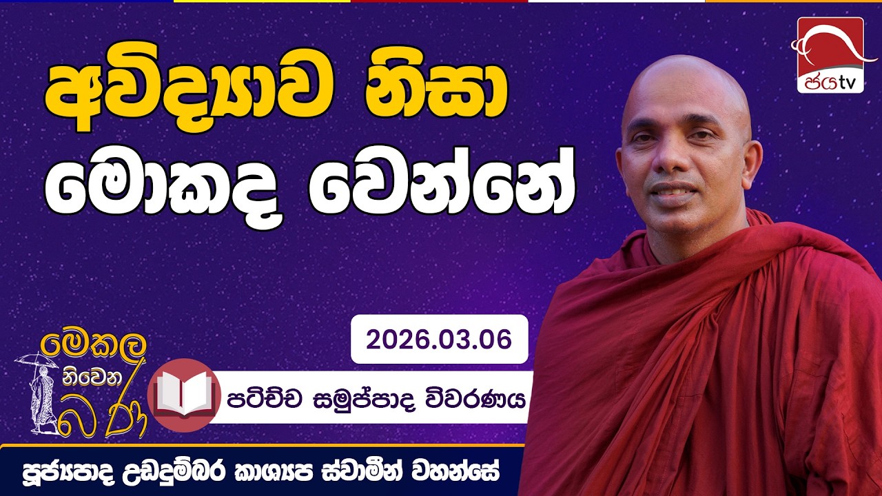 අවිද්‍යාව නිසා මොකද වෙන්නේ | මෙකළ නිවෙණ බණ | 2026.03.06 | උඩඳුම්බර කාශ්‍යප ස්වාමින් වහන්සේ