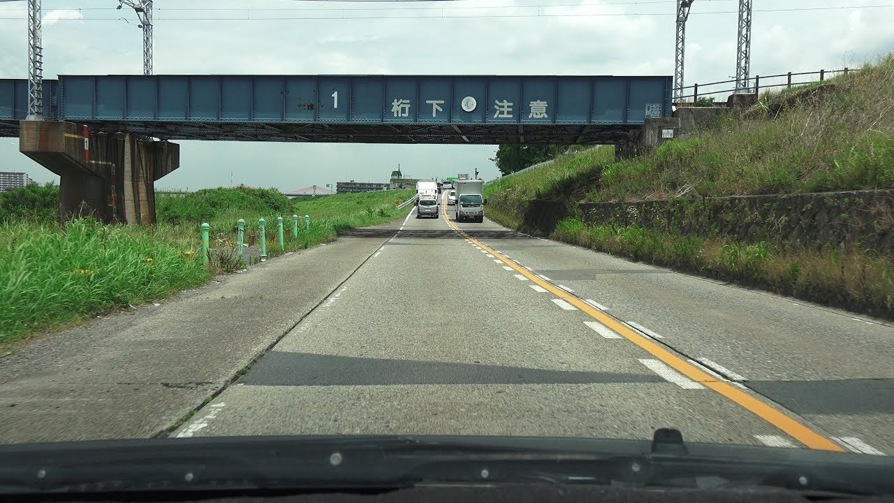 4K　庄内川堤防道路など・北行き　等速　国道23号→国道19号　愛知県飛島村→名古屋市・勝川