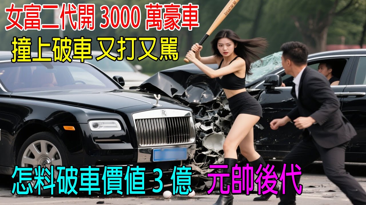 女富二代開3000萬豪車，撞上破車，罵對方窮又打又駡，怎料破車價值3億！是元帥的後代