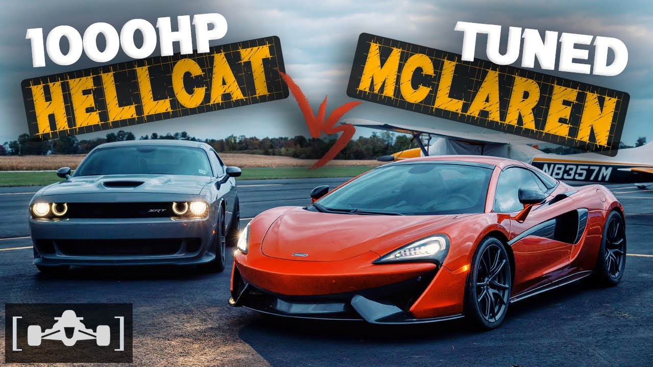 1000HP SRT Hellcat Challenger vs. Tuned McLaren 570S Spider | 1/2 Mile Drag Race