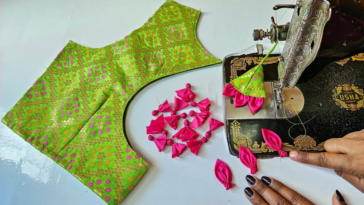 Potli Button Blouse Design | Blouse neck designs | Cutting and stitching back neck blouse designs