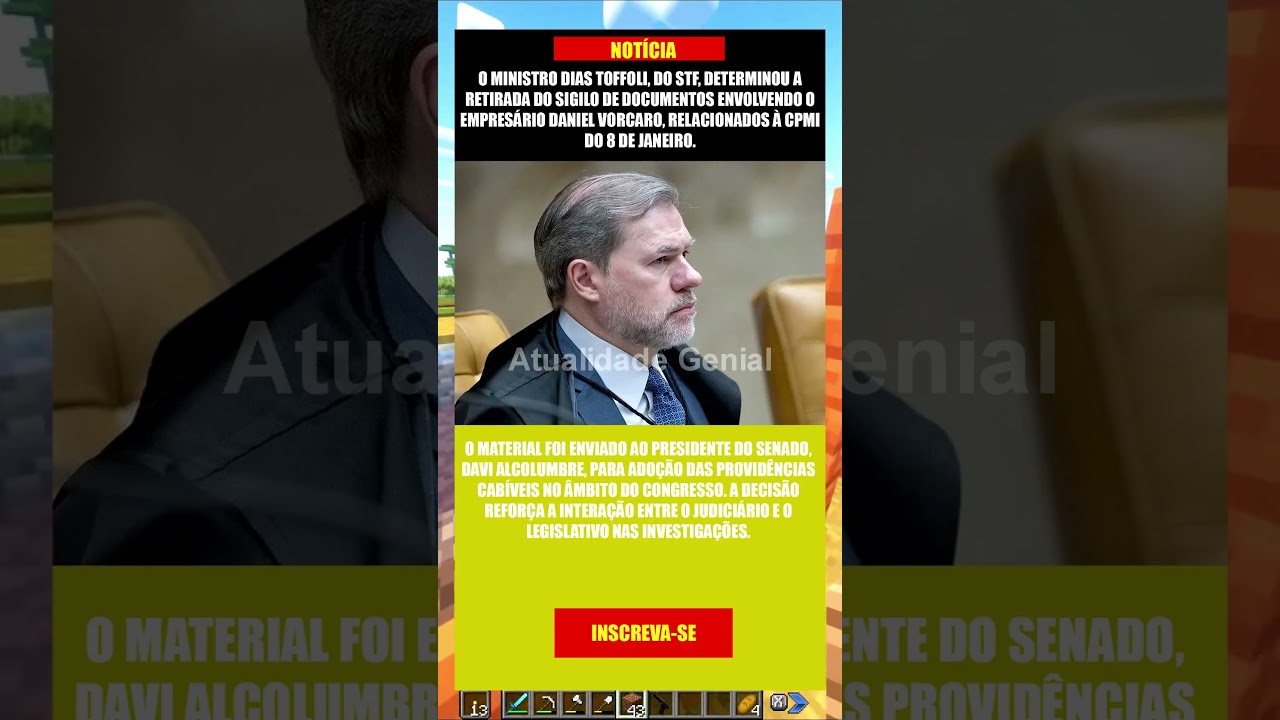 STF AGITA O SENADO: TOFFOLI QUEBRA SIGILO E ENVIA MATERIAL DA CPMI!