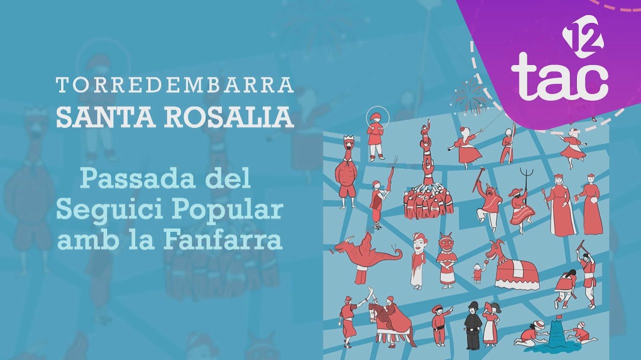 Passada del seguici popular amb la Fanfara. Festa Major de Santa Rosalia de Torredembarra 2024