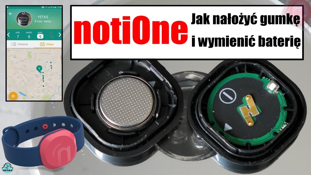 Gadżet NotiOne Lokalizator Bluetooth Jak założyć prawidłowo Gumkę i Wymienić Baterię Unboxing