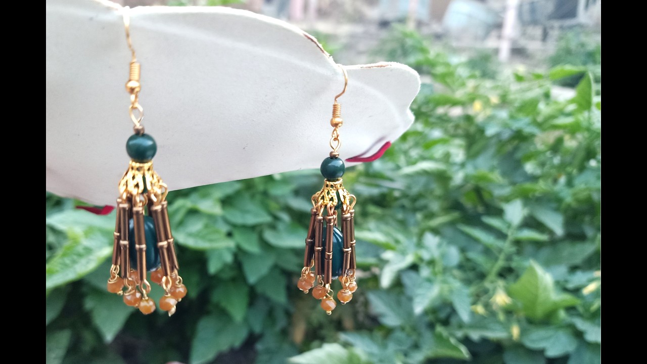 Beaded Jhumka Easy to Make | Beaded Drop Earrings Tutorial Layered Style | Handmade Jewellery