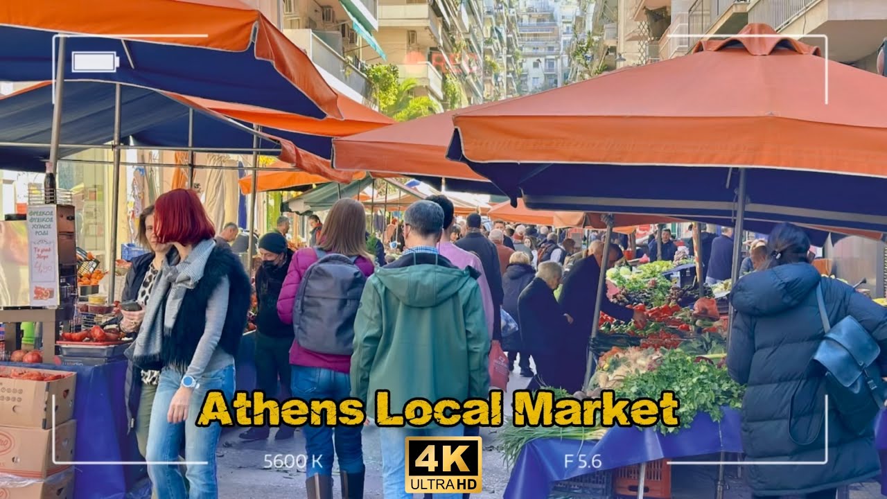 Athens Local Market Walk 🇬🇷 | 4K Street Market & Real City Life