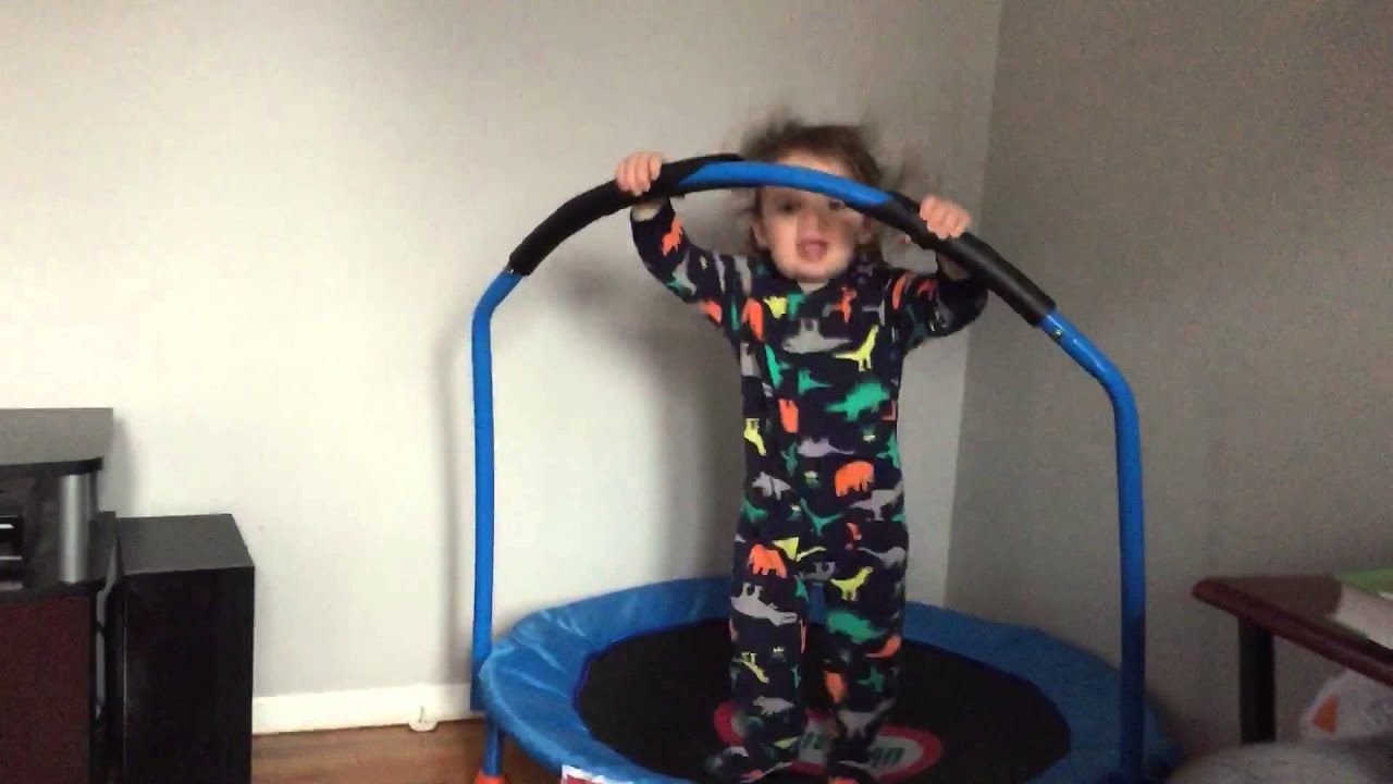 Crazy Baby Nate Jumping On Little Tikes Trampoline - Morning Cardio Exercise