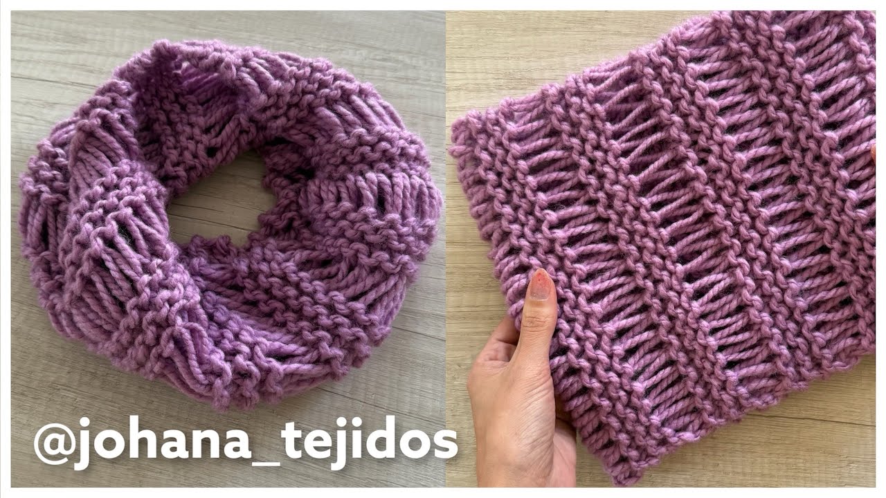 Cuello Orquídea. Tejido a dos agujas. Bufanda/ cuello infinito. Tricot. Todas las medidas. Tutorial