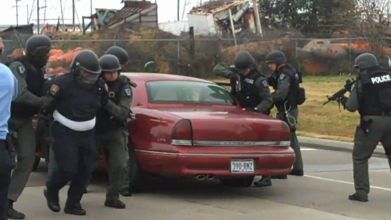 Galveston Police SWAT storm car in demonstration