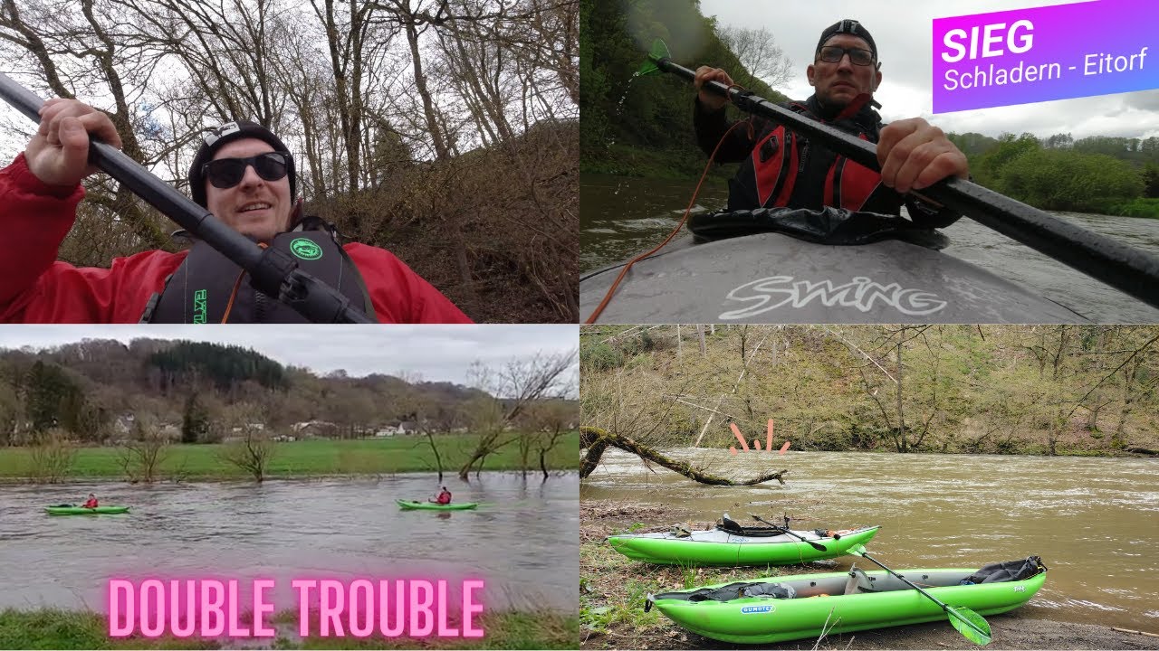 Sieg -Tour (4K) von Schladern bis Eitorf mit Marcel. Flusswandern im Gumotex Swing & Twist Kajak.