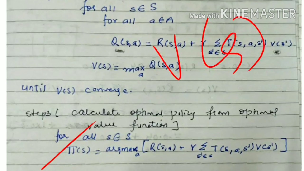 Value iteration algorithm - lecture 93/ machine learning