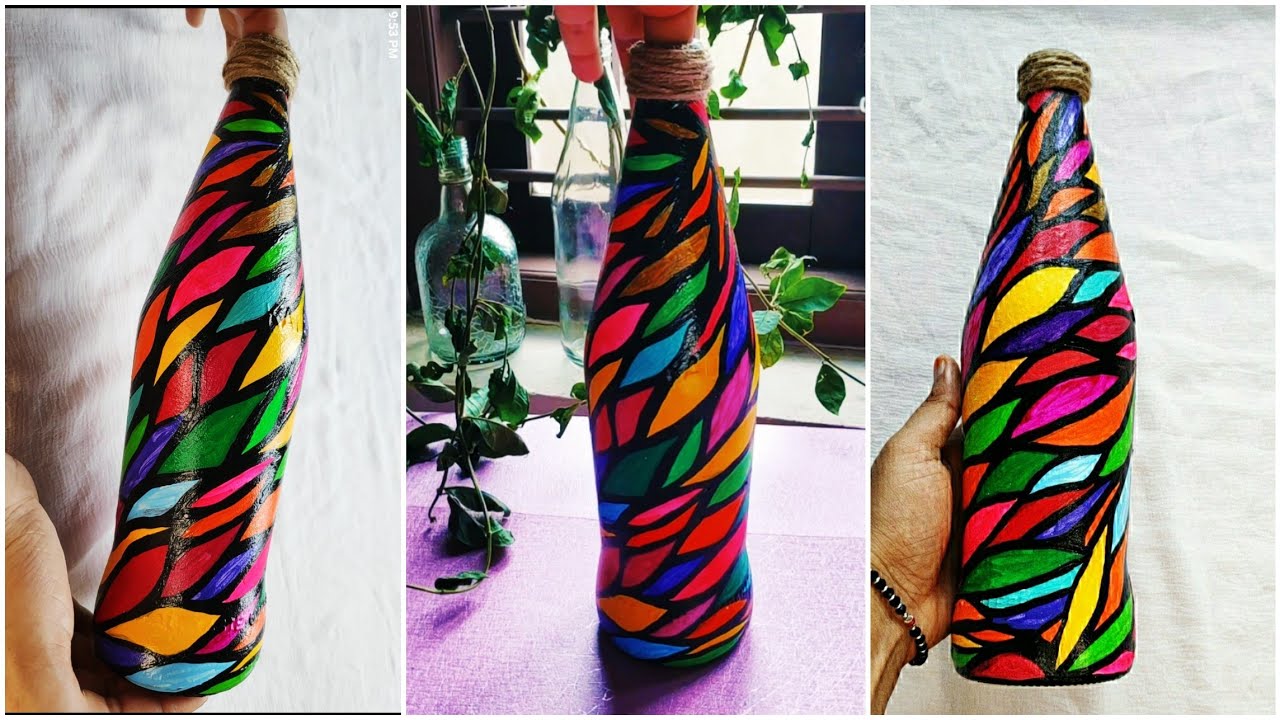 വരയ്ക്കാൻ അറിയാത്തവർക്ക് വേണ്ടി Easy Bottle Art