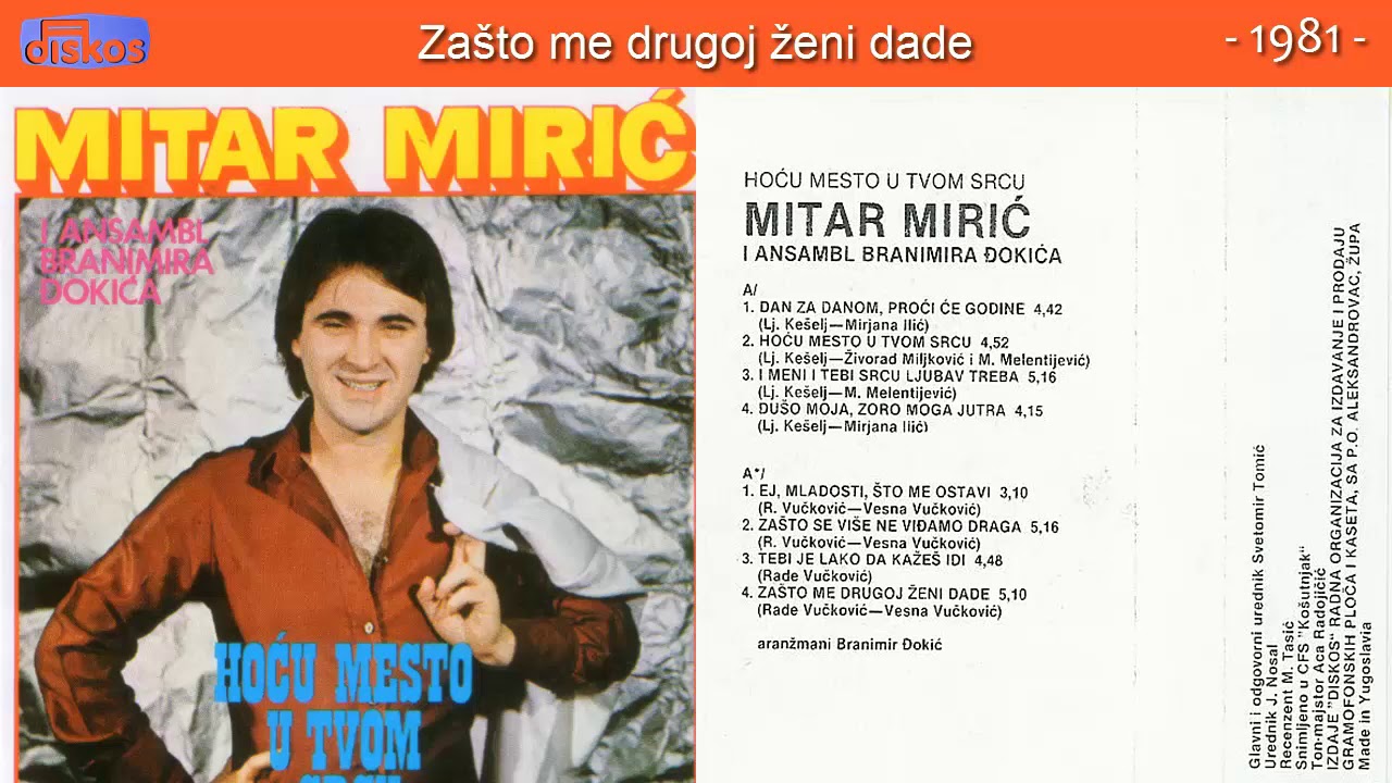 Mitar Miric - Zasto me drugoj zeni dade - (Audio 1981)