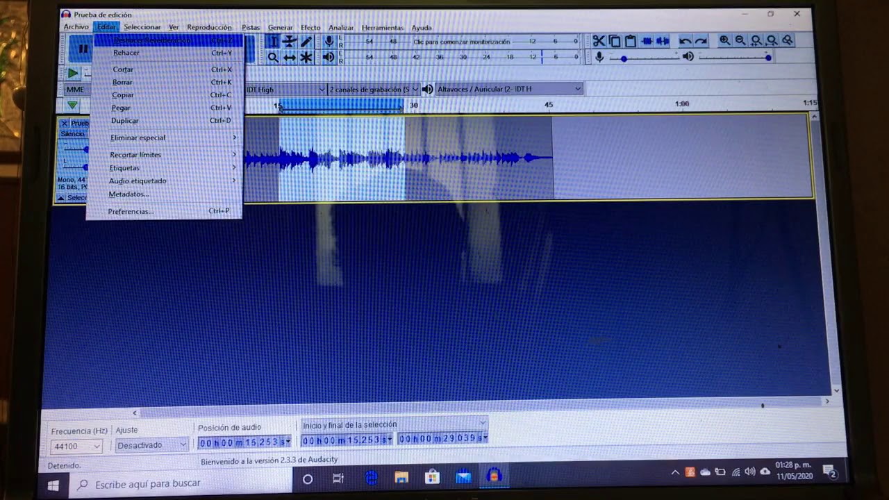 Editando en Audacity usando NVDA parte2