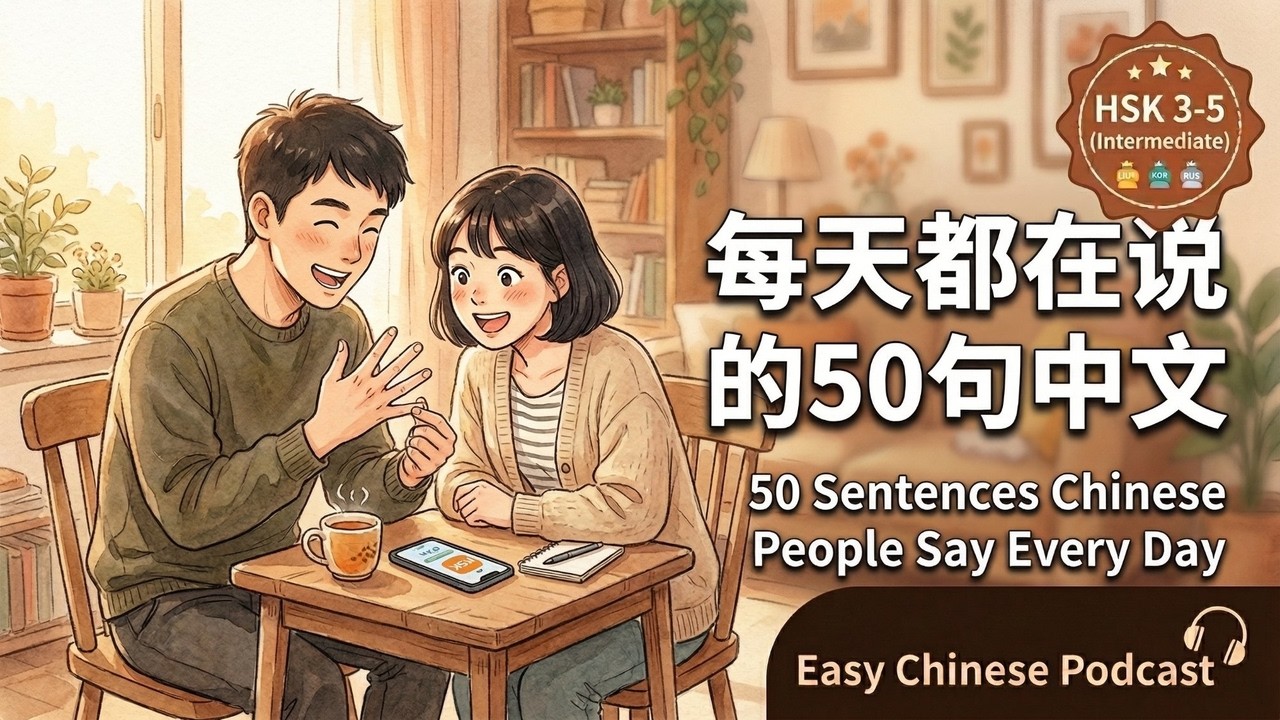 HSK 3-5 | 每天都在说的50句中文 | 50 Sentences Chinese People Say Every Day | Easy Chinese Podcast