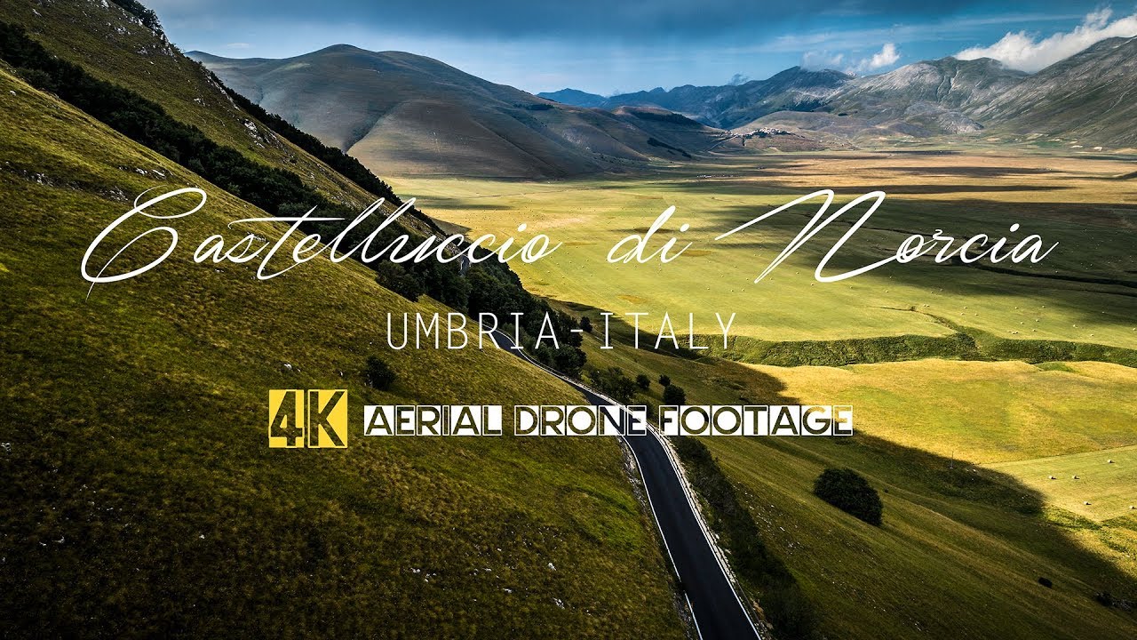 Castelluccio di Norcia Umbria Italy - 4K Aerial Drone Footage