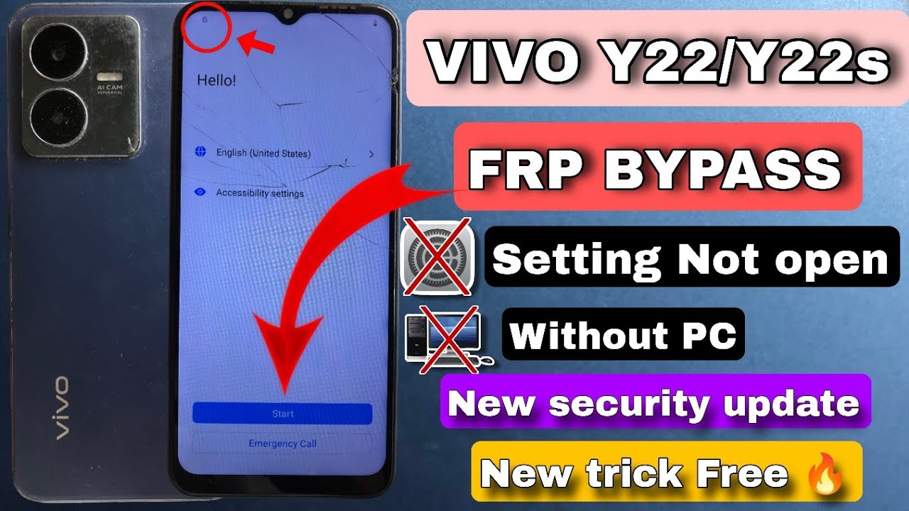 VIVO Y22/Y22s FRP BYPASS settings Not open || Vivo Y22/Y22S Google account bypass || without PC New 