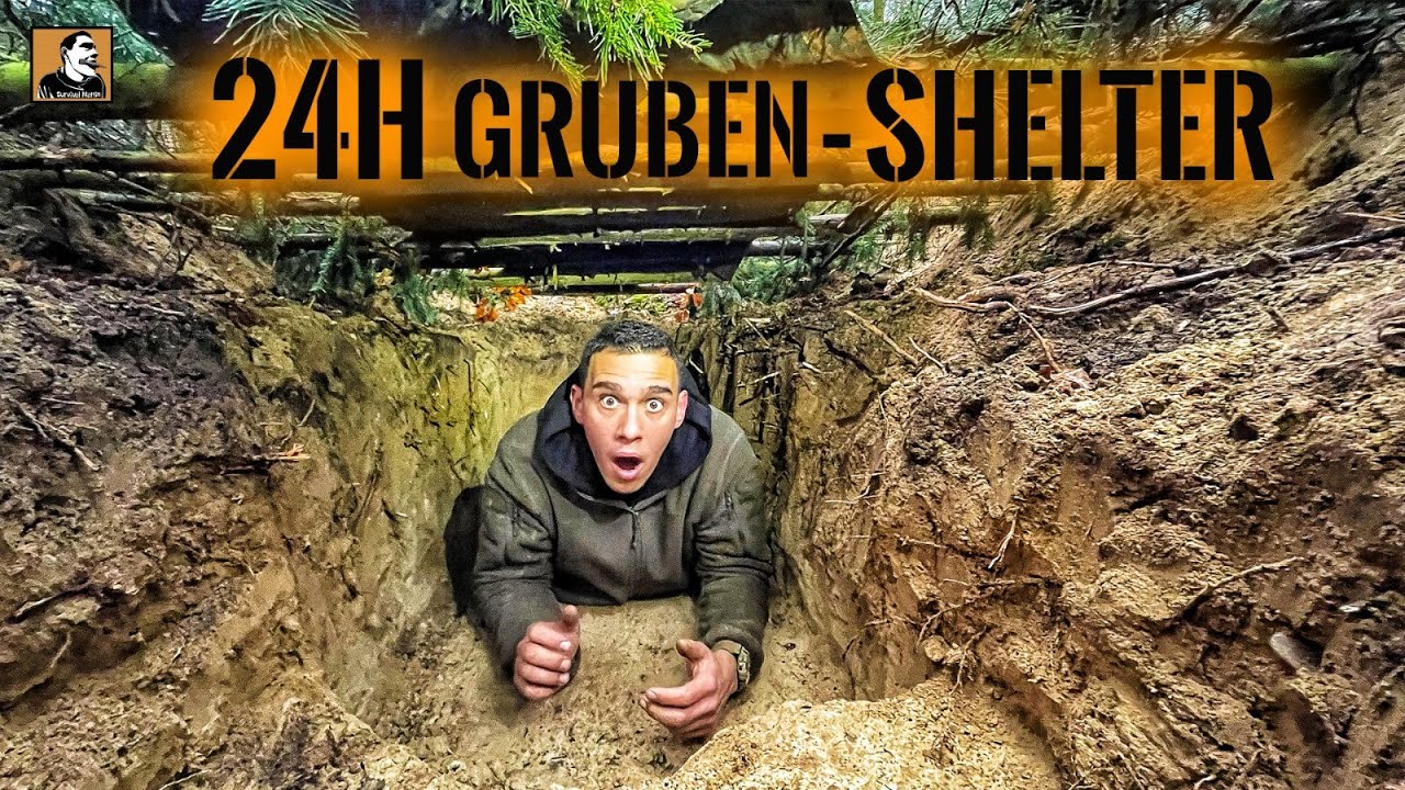 24h unter der ERDE - Über NACHT im GRUBEN-SHELTER | Survival Mattin