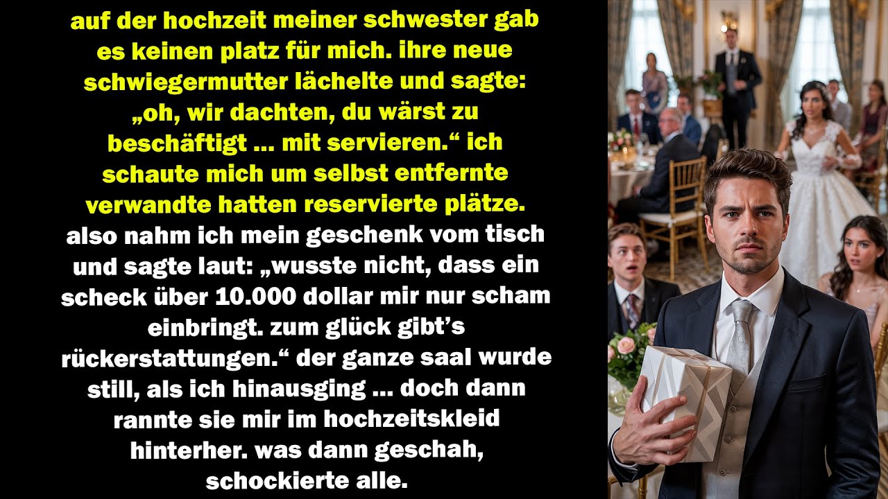 kein platz auf der hochzeit meiner schwester – also nahm ich meinen 10.000-dollar-scheck zurück