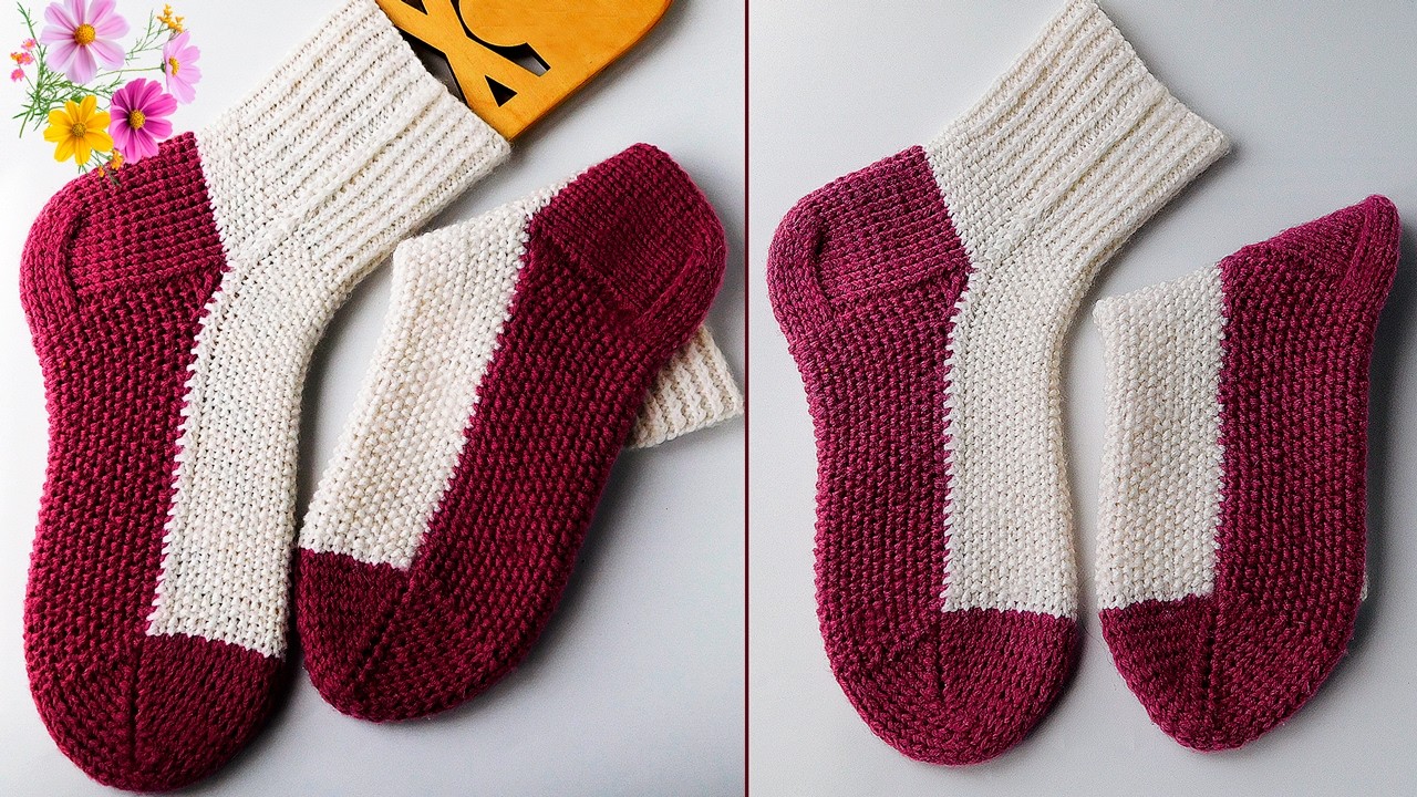 Носки на 2-х спицах с «бабушкиной пяткой» без швов. #носки #IrinaUs  #WorldofHandmade