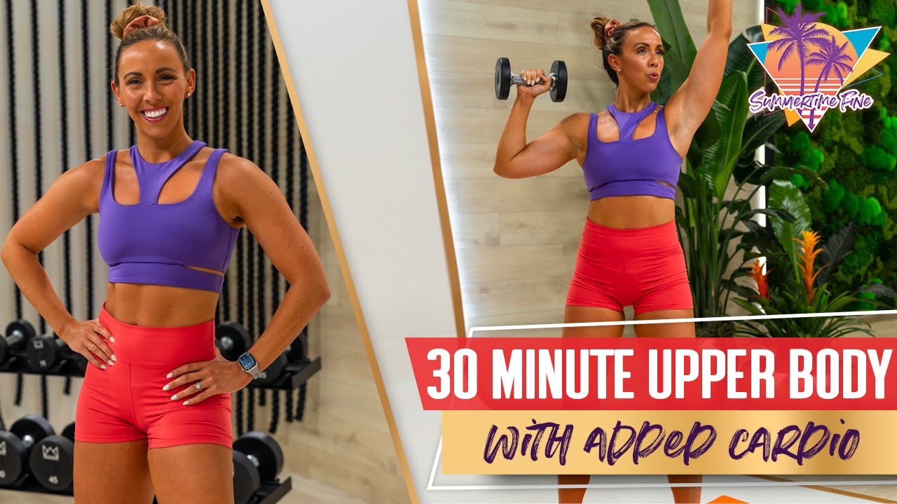 30 Minute Sweaty and Swole Upper Body Workout with Cardio! At-Home Strength with Sweat | STF   Day 7