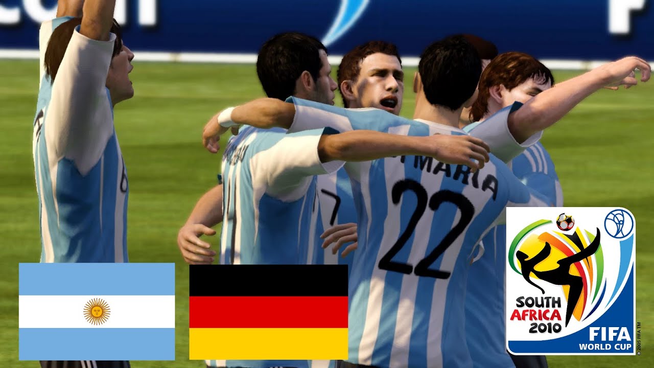 ［FIFA10］Simulando World Cup Sudafrica 2010 Cuartos Argentina vs Alemania Gameplay sin comentarios