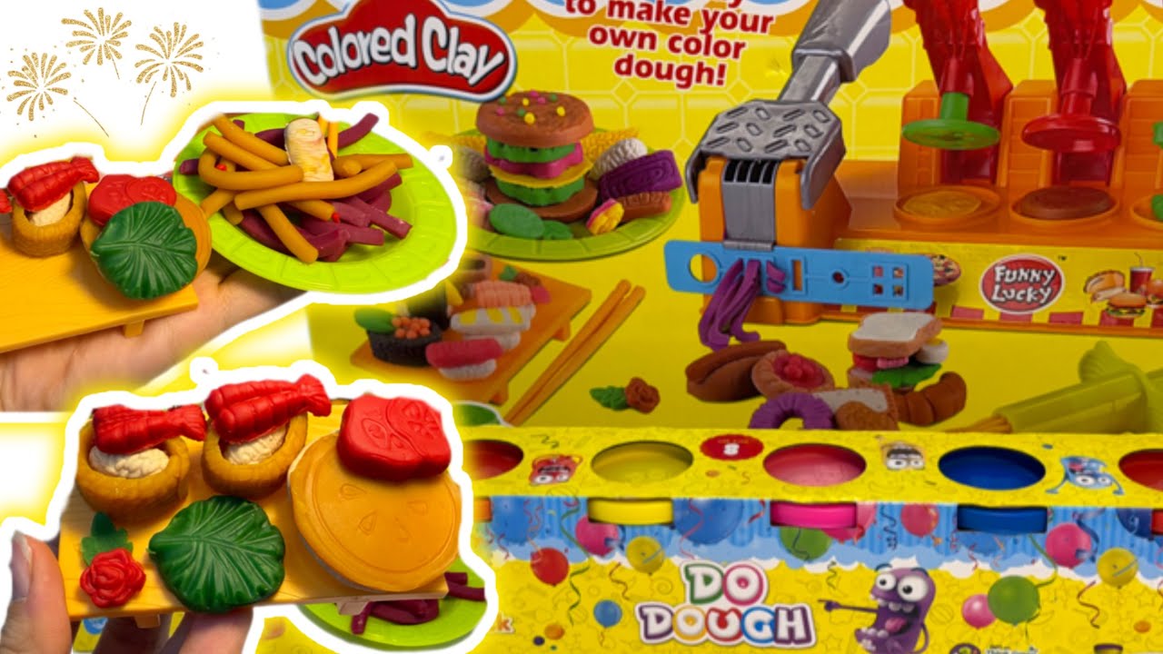 ASMR Unboxing Colorful Dough Kitchen Set 🍔 | Satisfying Pretend Play