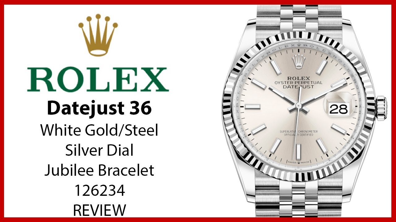▶Rolex Datejust 36 White Gold/Steel Silver Index Dial Fluted Bezel Jubilee Bracelet - REVIEW 126234