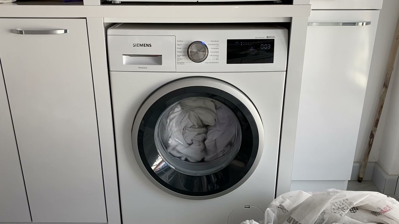 #siemens iq500 çamaşır makinesi pamuklu 60 yumuşatma+son sıkma dengeleme