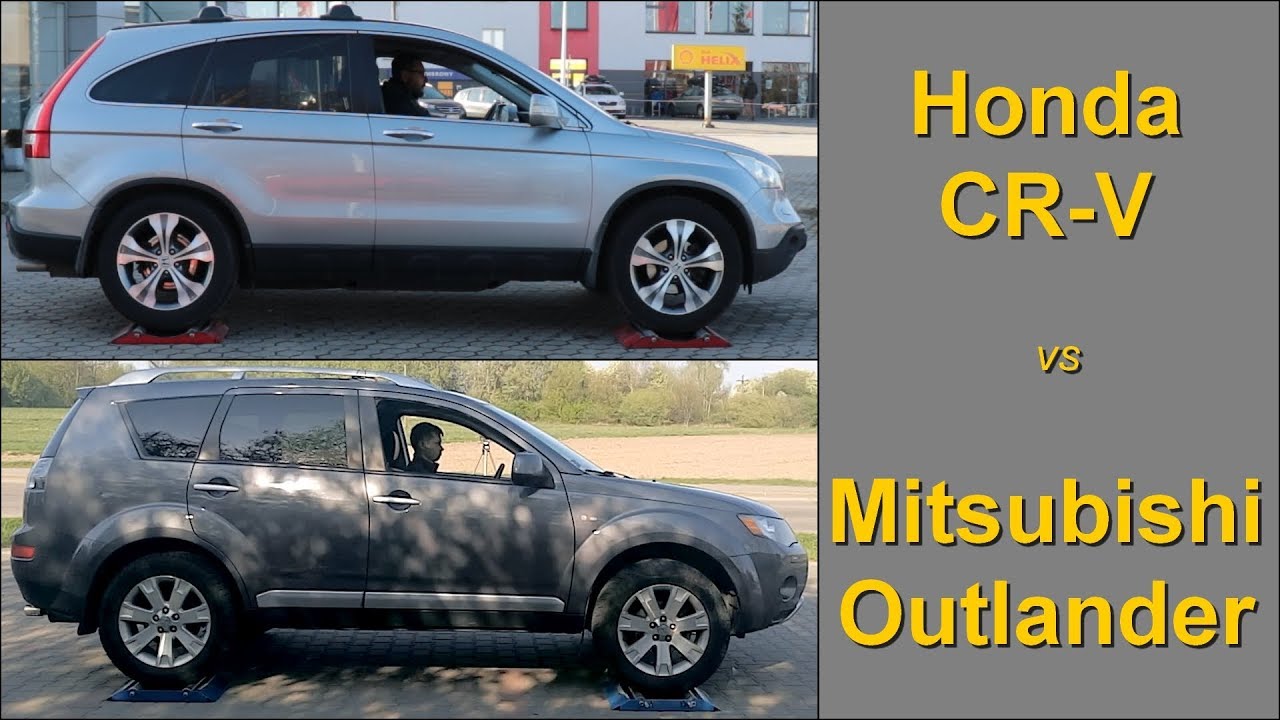 SLIP TEST - Honda CR-V AWD vs Mitsubishi Outlander AWC + test on ice - 