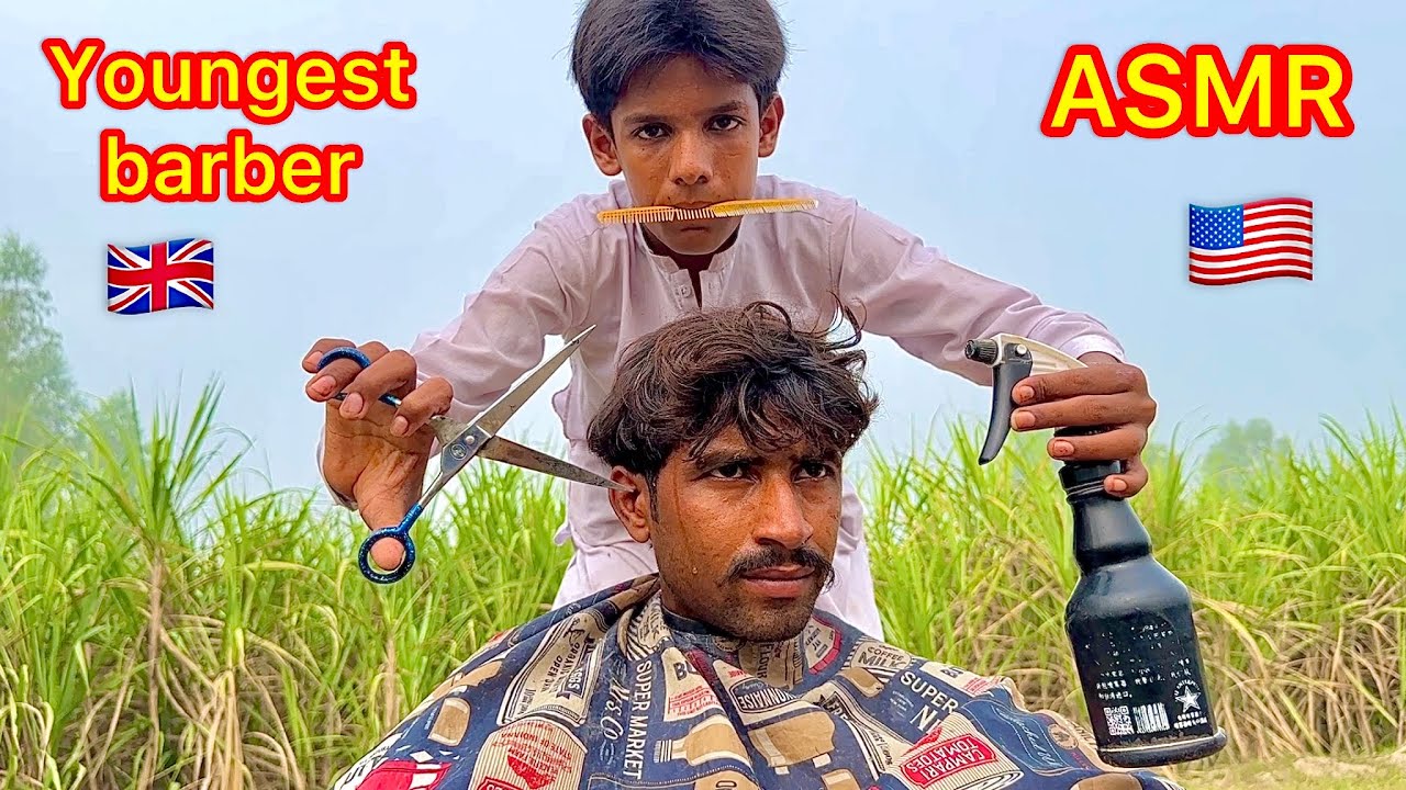 ASMR youngest barber in the world 🌎 fast and aggressive haircut