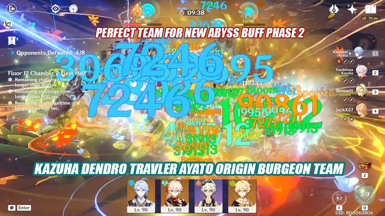 Kazuha Dendro Travler Ayato Origin Burgeon Team - New 3.8 Floor 12 Phase 2 Showcase