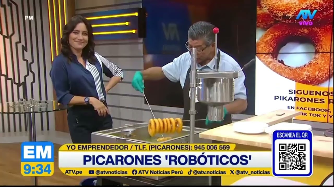 PIKARONES ROBOTICOS EN ATV TELEVISION EN VIVO. #picarones #maquinadepicarones #pikaronesroboticos