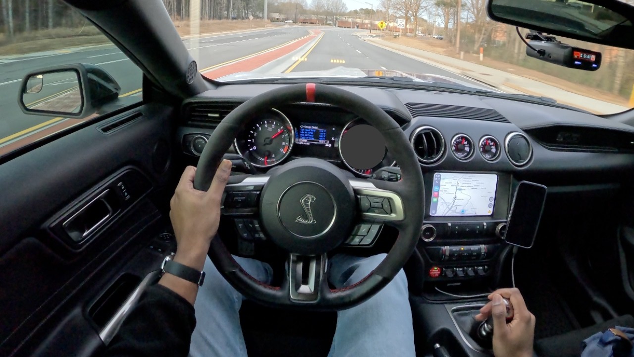 Enjoying a Sunday drive in a Shelby GT350