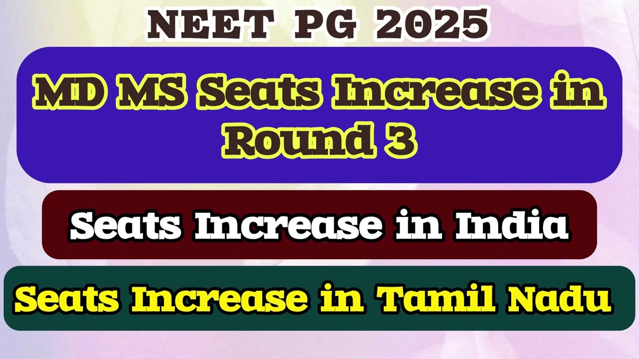 MD MS Seats Increase in Round 3 Counselling | NEET PG 2025