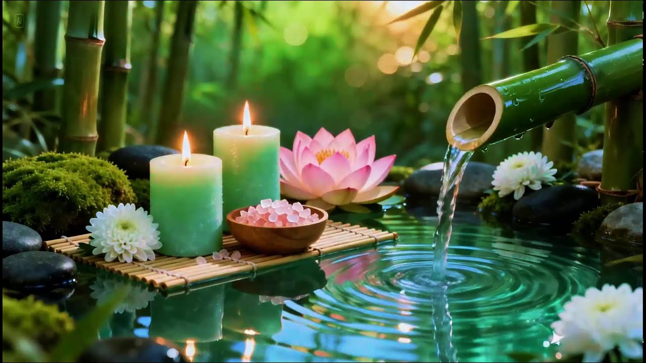 Relaxing Sleep Music with Bamboo Water Sound🌿Relaxing Sleep, Study & Calming Deep Relaxation,Yoga