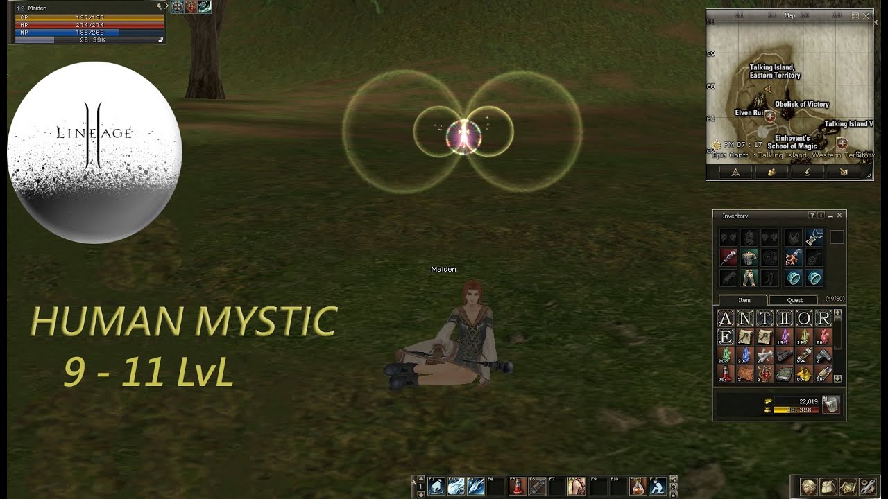 Lineage 2 Interlude x1 Human Mystic 9 -11 lvl GAMEPLAY