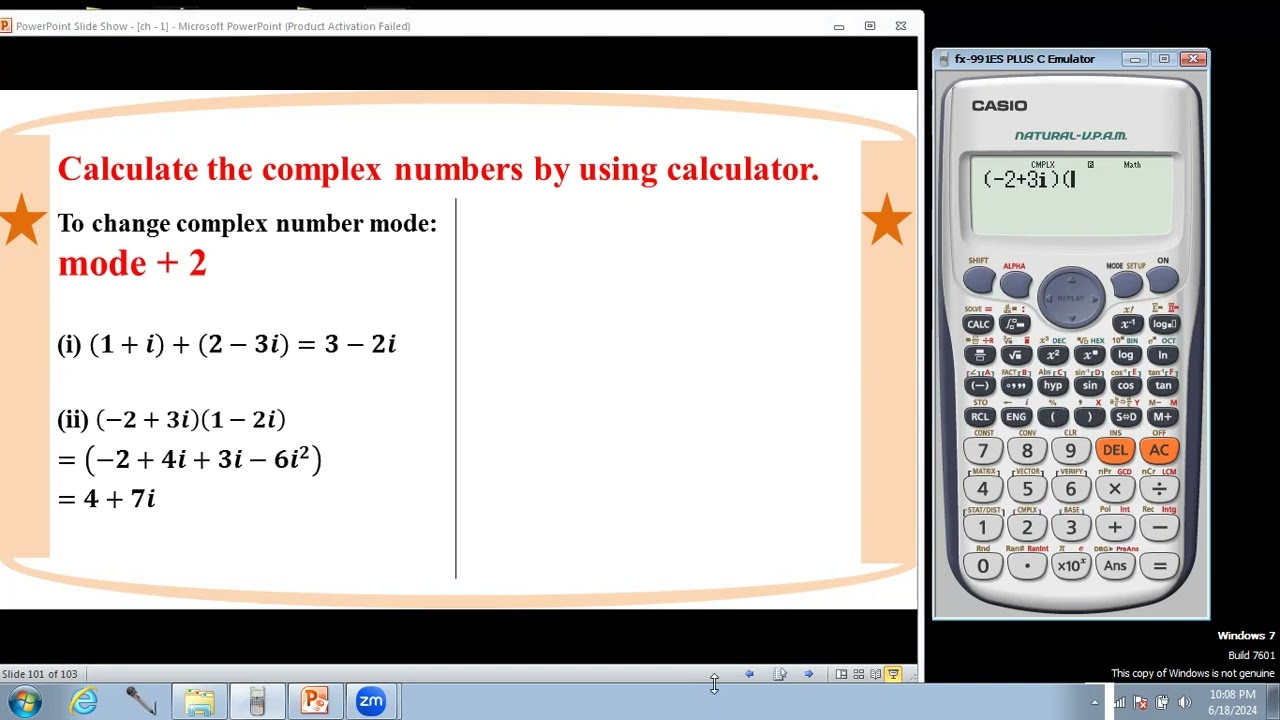 # Grade 12 Math (Calculating complex numbers by using calculator)