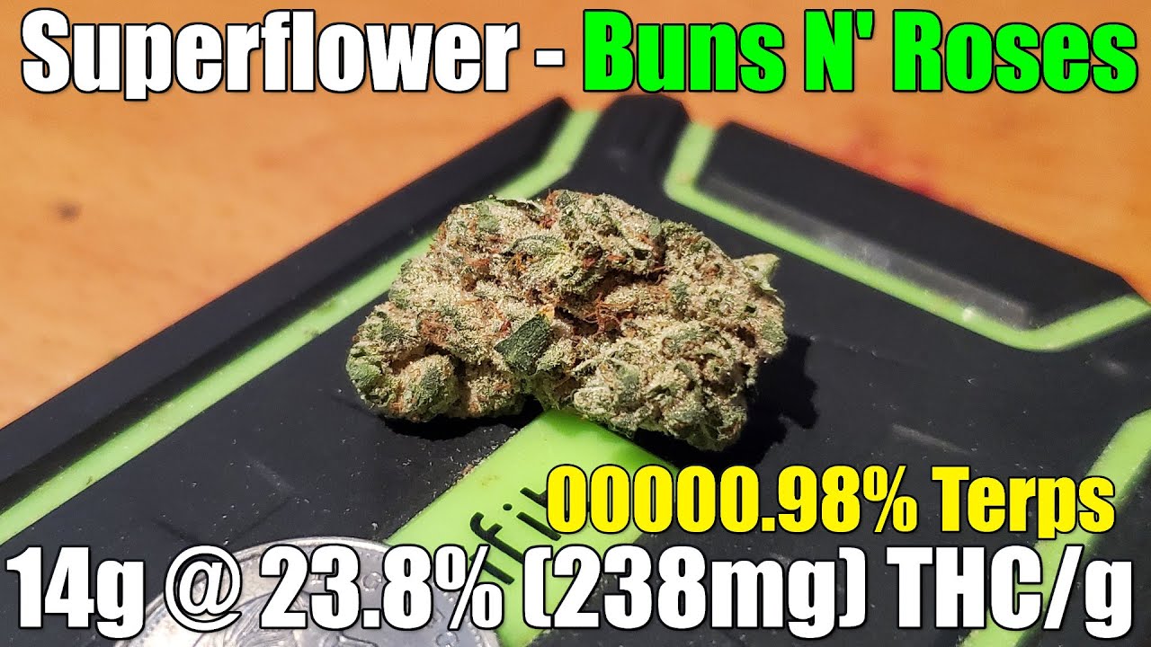 SuperFlower - Buns N' Roses - Review - 14g @ 23.8% (238mg) | .98% Terps THC/g (+Extreme Closeups)