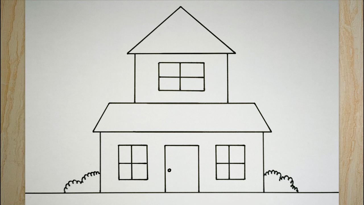 Gambar rumah tingkat 2 - Cara menggambar rumah