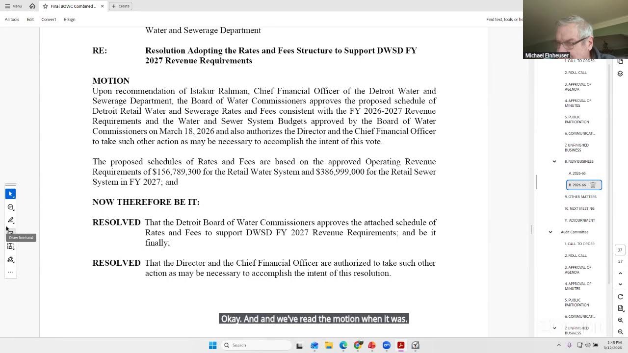 DWSD Board Of Water Commissioners Meeting