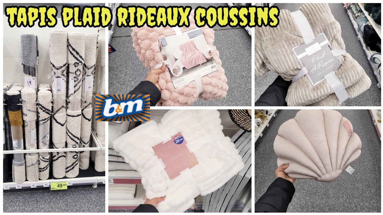 B&M💡TAPIS PLAID RIDEAUX COUSSINS 18.12 #b&m #bonplan #plaid #coussin #tapis #arrivagesb&m #nouveauté