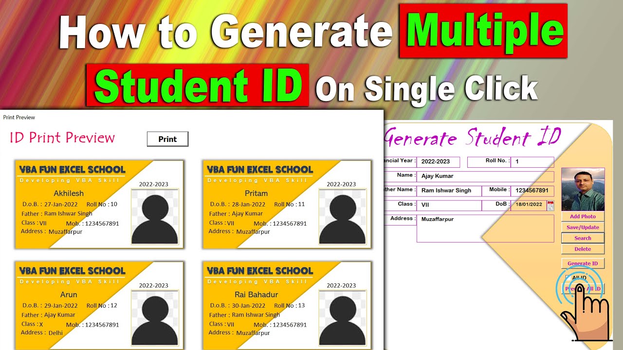 How to Generate Multiple Student ID or Employee ID | Excel VBA | Excel Application