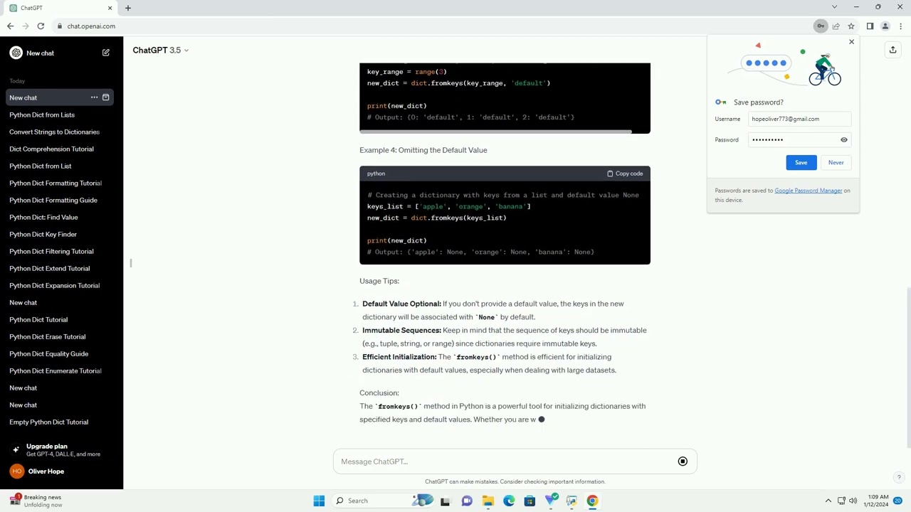 python dict fromkeys