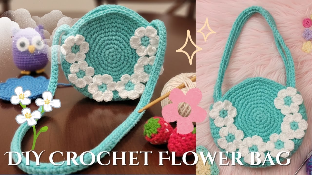 Cute And Stylish DIY Crochet Flower Bag🌷 #crochet #trending #smallbusiness #fyp #easy #diy 