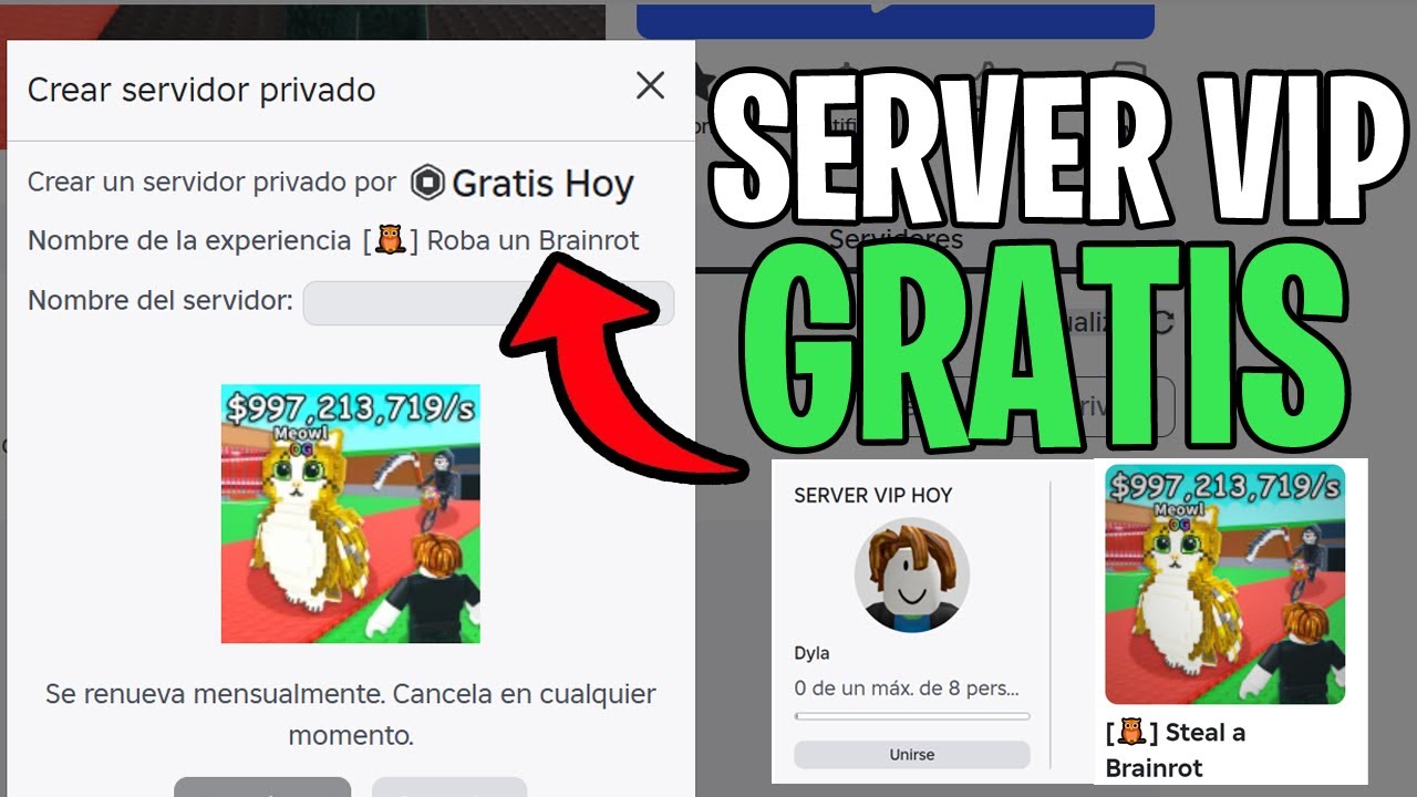 COMO CREAR un SERVIDOR PRIVADO SIN ROBUX en Roba un Brainrot GRATIS