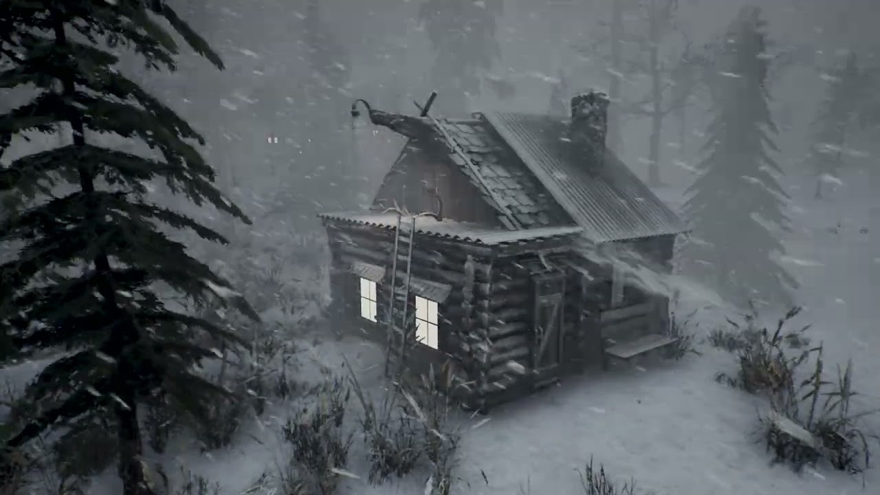 BLIZZARD at cabin in Lapland. Snow storm for sleeping and howling winds. Winter sounds for sleep