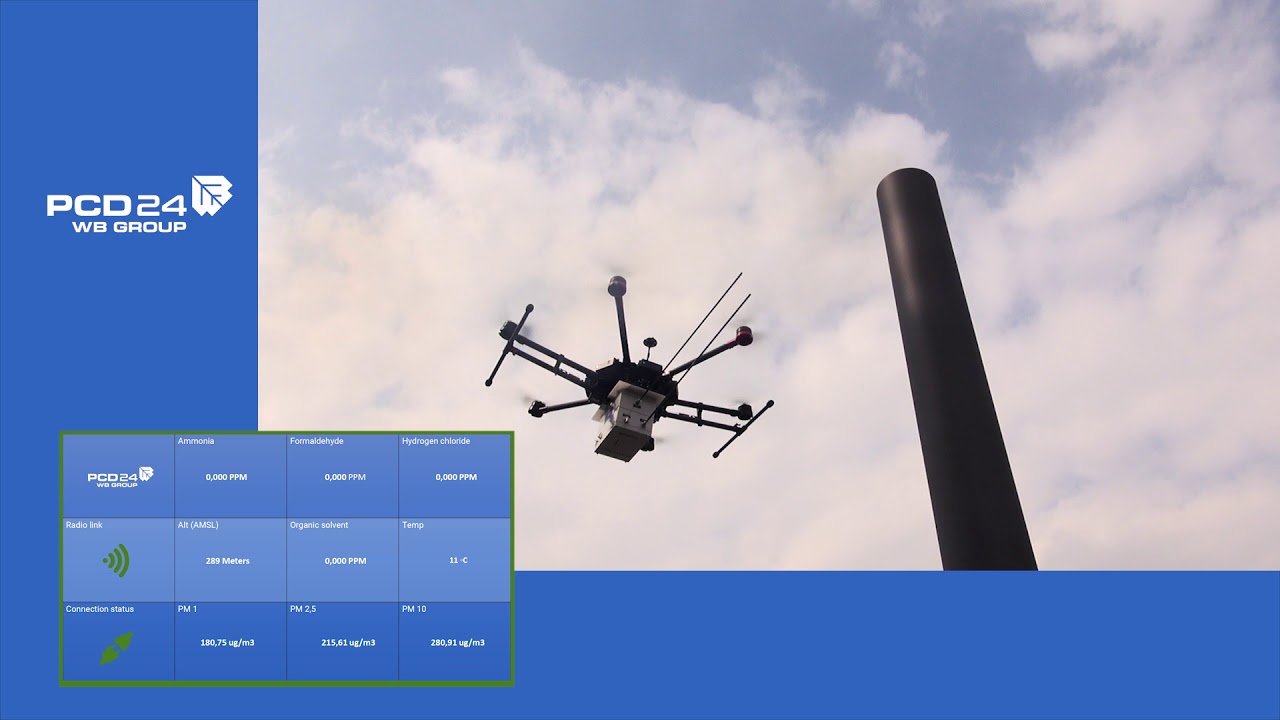 Pomiar zanieczyszczeń powietrza  wykonywany dronem Nosacz
